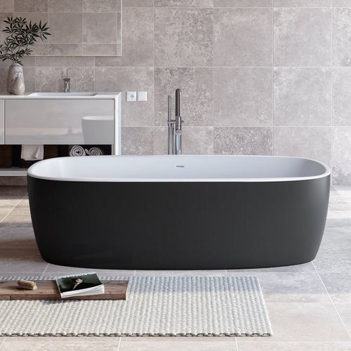 Baignoire en îlot - COLETTA-BLCK-WHT™ - Aquatica Marmite SP. Z.o.o - pour habitat / en Solid Surface / en fonte minérale