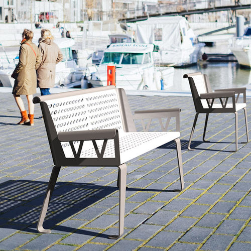 Banc public contemporain - SOFA - TF URBAN - en acier / avec dossier / avec accoudoirs