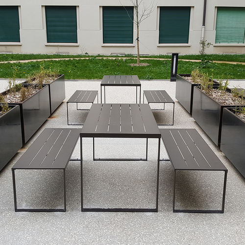 Ensemble table et bancs contemporain - SOFT - TF URBAN - en acier / de terrasse / modulable