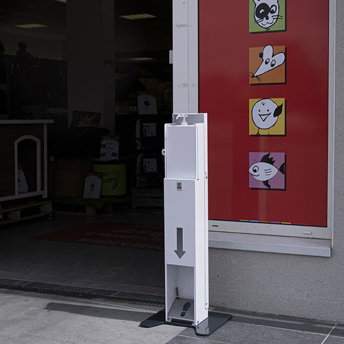 Distributeur de gel hydroalcoolique sur pied - TF URBAN - autoportant / à pédale / manuel