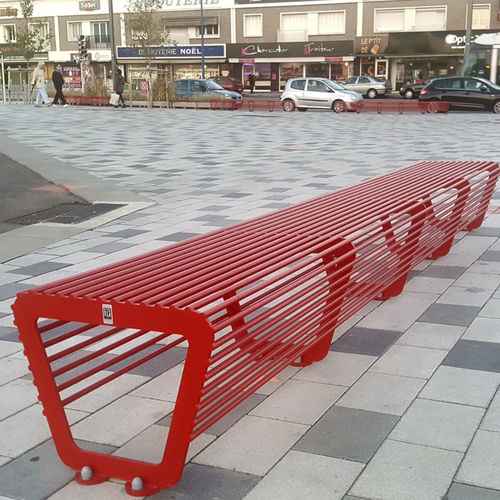 Banc public contemporain - LINE - TF URBAN - en acier / avec dossier / sans dossier