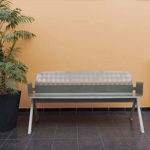 Banc contemporain - Bia - TF URBAN - en acier thermolaqué / avec dossier / avec accoudoirs