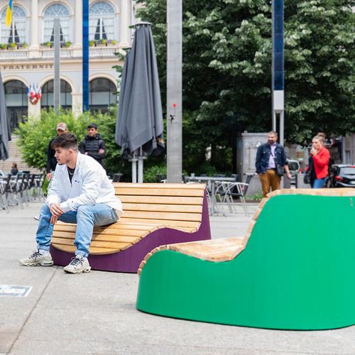 Bain de soleil contemporain - LA VOGUE - TF URBAN - en acier / en bois / en acier peint