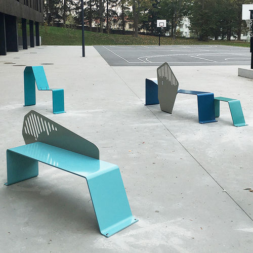 Banc public contemporain - Astrée - TF URBAN - en acier peint / avec dossier / sans accoudoirs