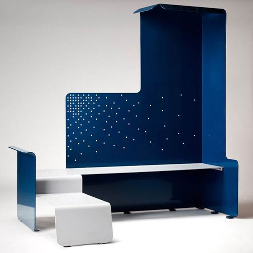 Banc public design original - 135 - TF URBAN - en acier / avec dossier / avec accoudoirs