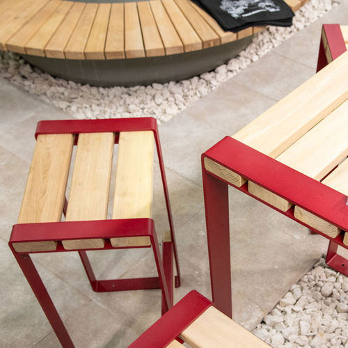 Tabouret de bar contemporain - FORÉZIEN - TF URBAN - en bois / en acier / avec piètement en acier