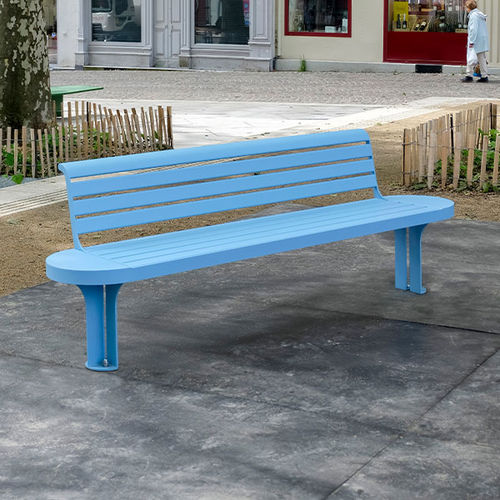 Banc public contemporain - ELOA - TF URBAN - en acier / en robinier / avec dossier