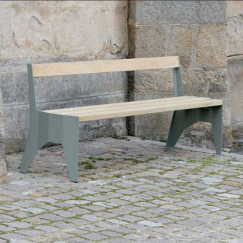 Banc public contemporain - ECOA - TF URBAN - en acier / en robinier / avec dossier