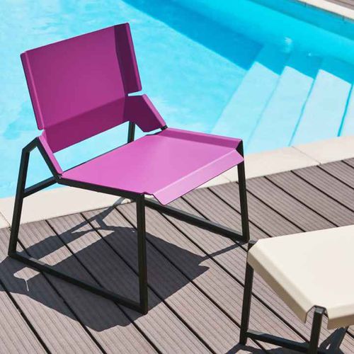 Tabouret de bar contemporain - PLEATS - TF URBAN - en aluminium / avec piètement en acier / luge