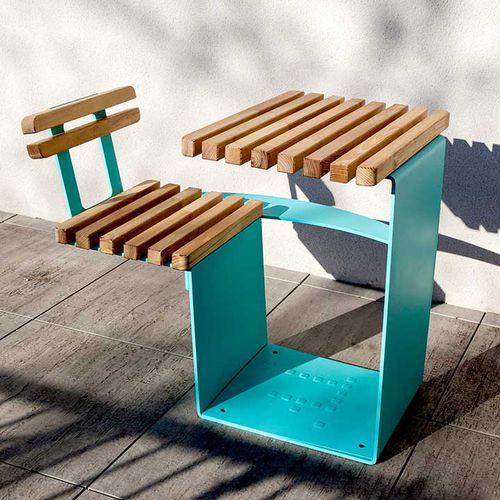 Chaise contemporaine - POSEO - TF URBAN - d'extérieur / en acier / en bois