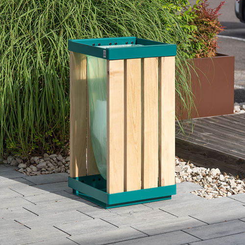 Poubelle publique - FORÉZIEN - TF URBAN - en acier / en bois / sans couvercle