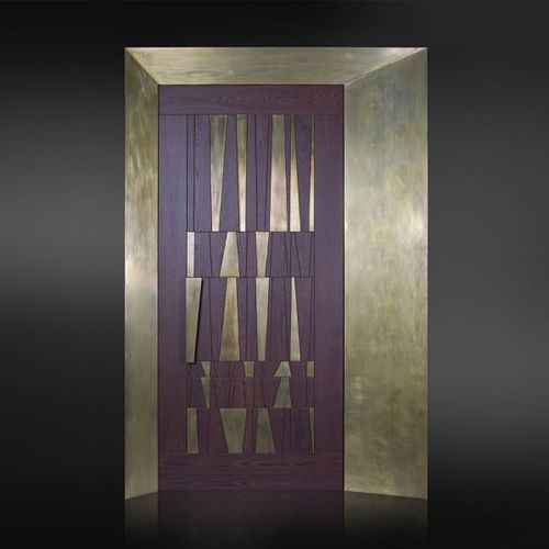 Porte d'entrée - LUCI E OMBRE - isamserramenti - en bois / en laiton / battante