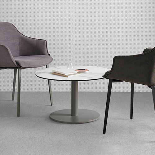 Table basse contemporaine - SOL - MOBLIBERICA - en céramique / avec piètement en métal peint / ronde