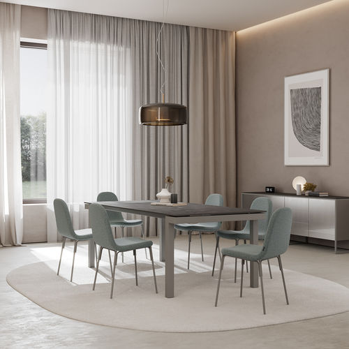 Table contemporaine - LUCIA - MOBLIBERICA - en céramique / avec piètement en métal / rectangulaire