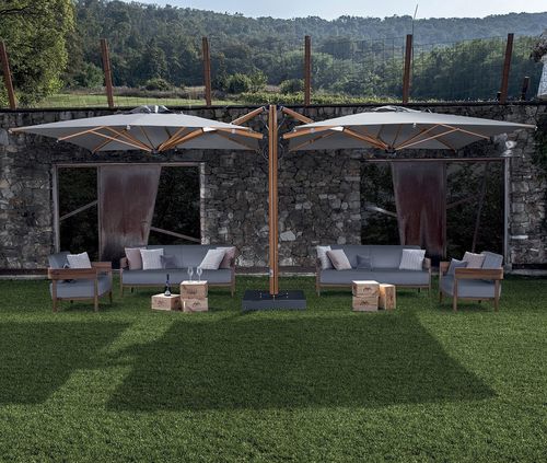 Parasol carré - Dual “T” Timber - Scolaro - déporté / en tissu acrylique / en aluminium