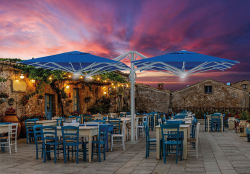 Parasol carré - Quattro StarWhite - Scolaro - déporté / en tissu acrylique / en aluminium