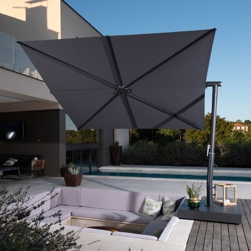 Parasol carré - Alba Dark - Scolaro - déporté / orientable / mât inclinable