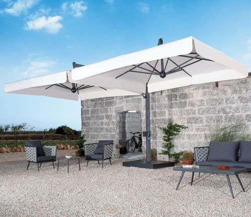 Parasol carré - Alu Poker / Dark - Scolaro - déporté / télescopique / en tissu acrylique