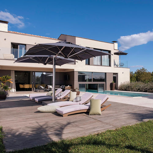 Parasol carré - Dual "T" Titanium - Scolaro - déporté / en tissu acrylique / en aluminium