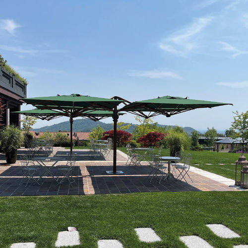 Parasol carré - Quattro Timber - Scolaro - déporté / en tissu acrylique / en aluminium