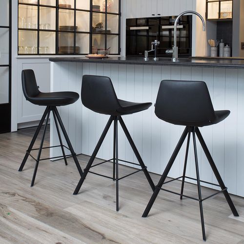 Chaise de bar contemporaine - RAFAEL - Ghekiere Industries - d'intérieur / en cuir / avec piètement en métal laqué