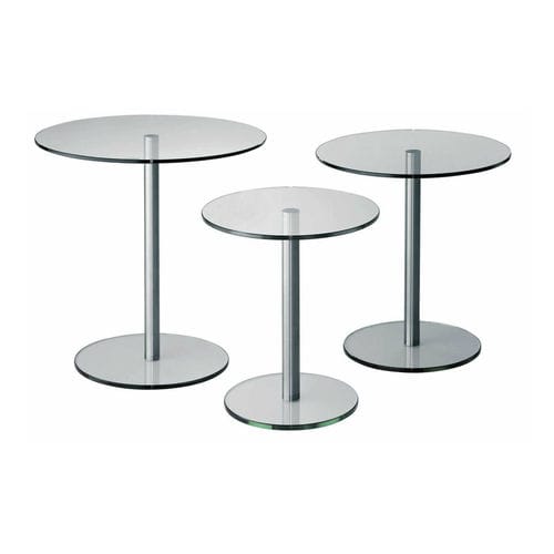 Table d'appoint contemporaine - CIRCLE - Lourens Fisher - en verre / avec piètement en acier inoxydable / ronde
