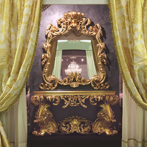 Console de style baroque - 17th CENTURY  - VIMERCATI MEDA LUXURY CLASSIC FURNITURE - en marbre / avec piètement en bois doré à la feuille d'or / rectangulaire