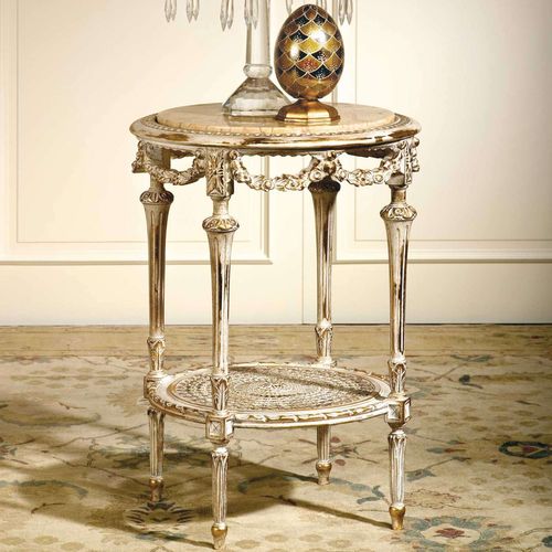 Table d'appoint de style - RIALTO - VIMERCATI MEDA LUXURY CLASSIC FURNITURE - en bois / en marbre / avec piètement en bois
