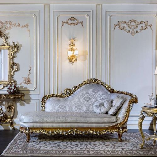 Méridienne de style - VIMERCATI MEDA LUXURY CLASSIC FURNITURE - en tissu / en bois / avec accoudoirs