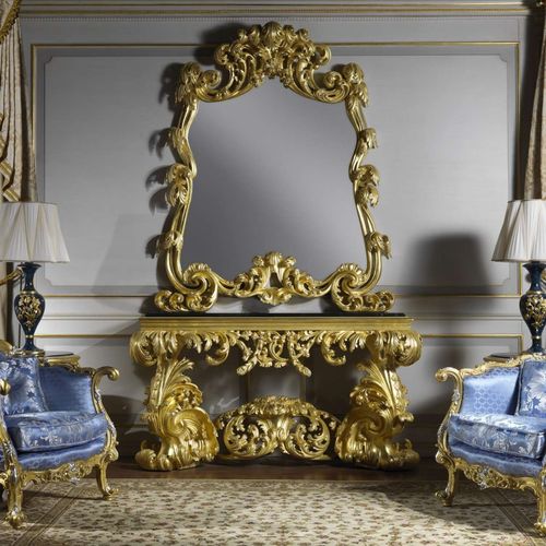 Console de style baroque - art. 995 - VIMERCATI MEDA LUXURY CLASSIC FURNITURE - en marbre / avec piètement en métal doré / rectangulaire