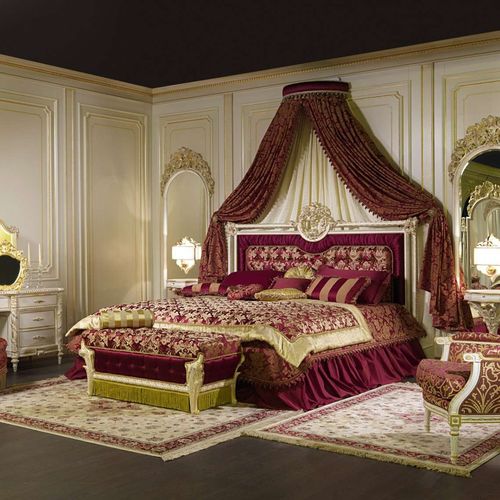 Lit à baldaquin - ROME - VIMERCATI MEDA LUXURY CLASSIC FURNITURE - double / de style / tapissé
