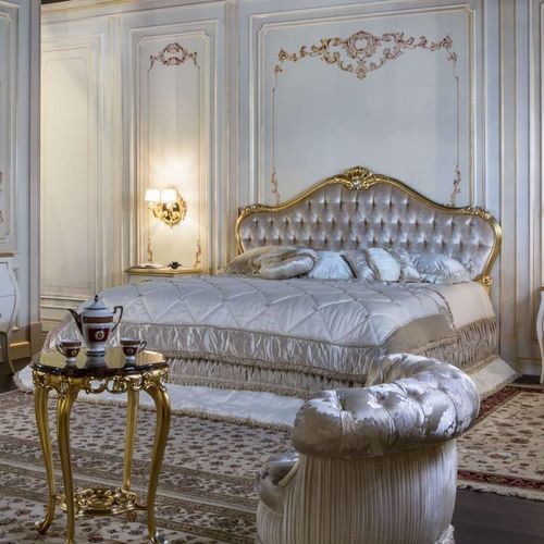 Lit double - carving and gilding - VIMERCATI MEDA LUXURY CLASSIC FURNITURE - de style / tapissé / avec tête de lit tapissée