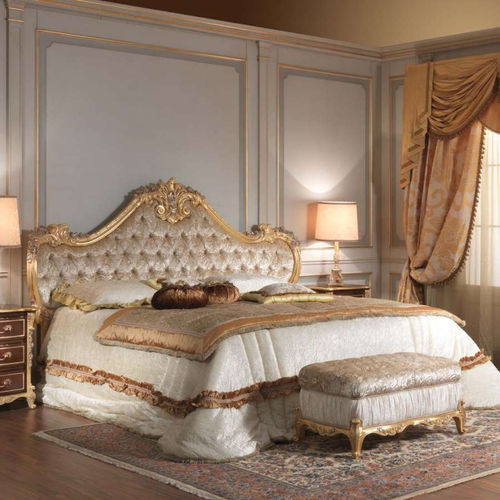 Lit double - Italian 18th century - VIMERCATI MEDA LUXURY CLASSIC FURNITURE - de style / tapissé / avec tête de lit tapissée