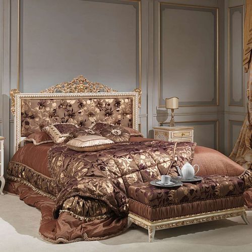 Lit double - French - VIMERCATI MEDA LUXURY CLASSIC FURNITURE - baroque / tapissé / avec tête de lit tapissée