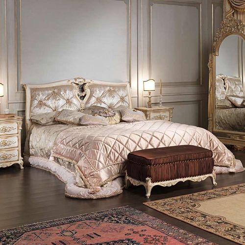 Lit double - art. 2006/970 - VIMERCATI MEDA LUXURY CLASSIC FURNITURE - de style / tapissé / avec tête de lit tapissée