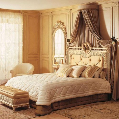 Lit double - Louvre - VIMERCATI MEDA LUXURY CLASSIC FURNITURE - de style / tapissé / avec tête de lit tapissée