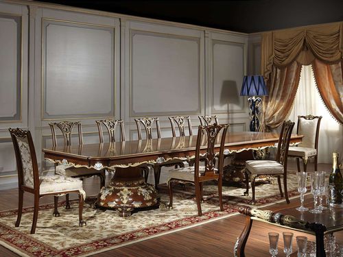 Table à manger Louis XV - Luigi XV - VIMERCATI MEDA LUXURY CLASSIC FURNITURE - en bois / avec piètement en bois / rectangulaire