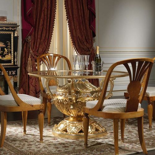 Table à manger classique - Versailles - VIMERCATI MEDA LUXURY CLASSIC FURNITURE - en cristal / avec piètement en bois / ronde