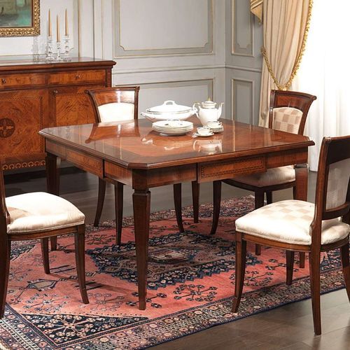 Table à manger de style - Magggiolini - VIMERCATI MEDA LUXURY CLASSIC FURNITURE - en noyer / avec piètement en noyer / carrée