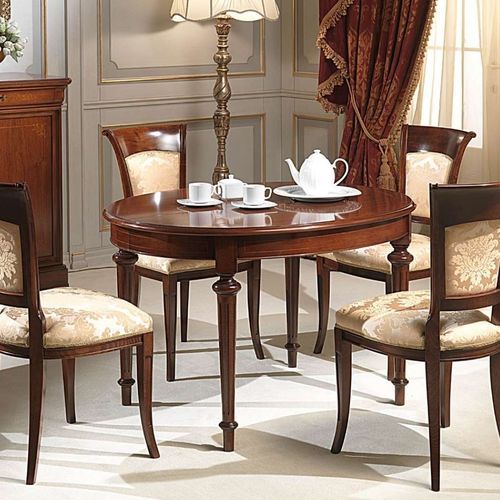 Table à manger de style - art. 950/4 - VIMERCATI MEDA LUXURY CLASSIC FURNITURE - en noyer / avec piètement en noyer / ronde