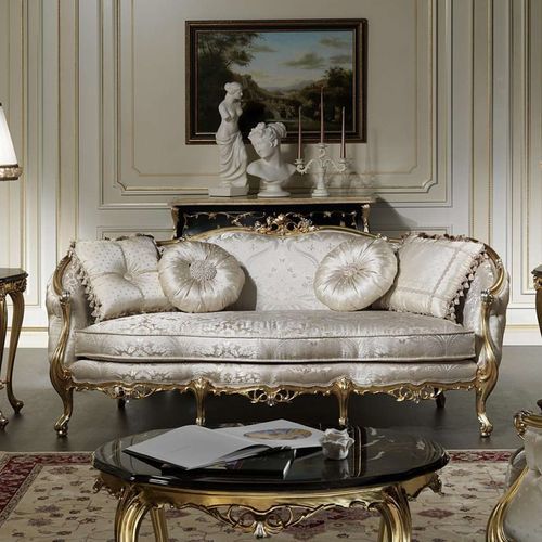 Canapé de style - VENEZIA - VIMERCATI MEDA LUXURY CLASSIC FURNITURE - en tissu / gris / doré