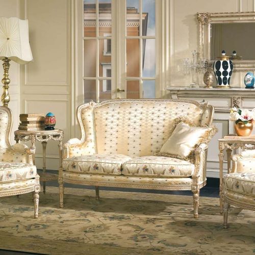 Canapé de style - SAN MARCO  - VIMERCATI MEDA LUXURY CLASSIC FURNITURE - en tissu / avec accoudoirs / à coussins