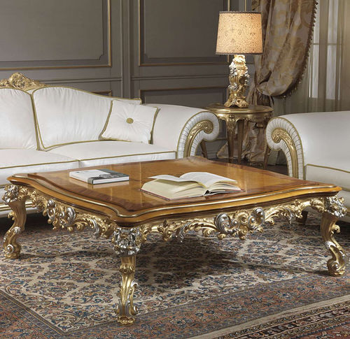 Table basse de style - IMPERIAL - VIMERCATI MEDA LUXURY CLASSIC FURNITURE - en cuir / avec piètement en bois / carrée