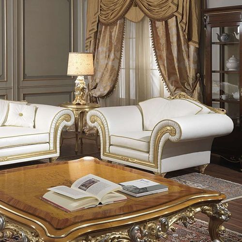 Fauteuil de style - IMPERIAL - VIMERCATI MEDA LUXURY CLASSIC FURNITURE - en cuir / blanc / doré
