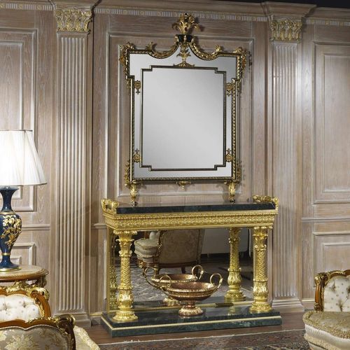 Console de style - art. 999 - VIMERCATI MEDA LUXURY CLASSIC FURNITURE - en marbre / avec piètement en bois doré à la feuille d'or / rectangulaire