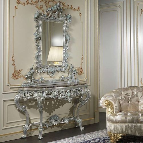 Console de style baroque - art. 770 - VIMERCATI MEDA LUXURY CLASSIC FURNITURE - en marbre / demi-lune / fait main