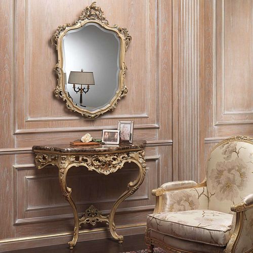 Console de style - art. 920 - VIMERCATI MEDA LUXURY CLASSIC FURNITURE - en marbre / avec piètement en bois doré à la feuille d'or / avec miroir