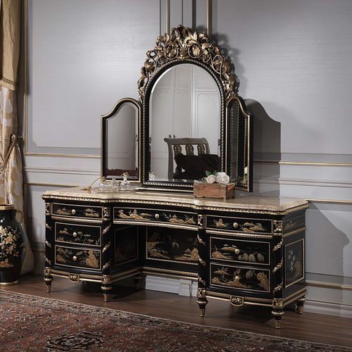 Coiffeuse de style - art. 2001/NC - VIMERCATI MEDA LUXURY CLASSIC FURNITURE - en bois laqué / en marbre / monoplace