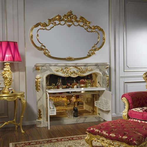 Meuble bar de style baroque - fireplace - VIMERCATI MEDA LUXURY CLASSIC FURNITURE - en verre / en marbre / avec porte battante