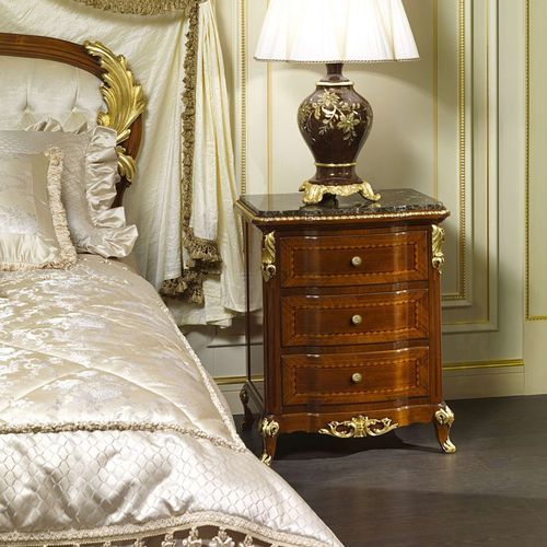 Table de chevet de style Louis XV - France - VIMERCATI MEDA LUXURY CLASSIC FURNITURE - en bois / en marbre / avec piètement en bois